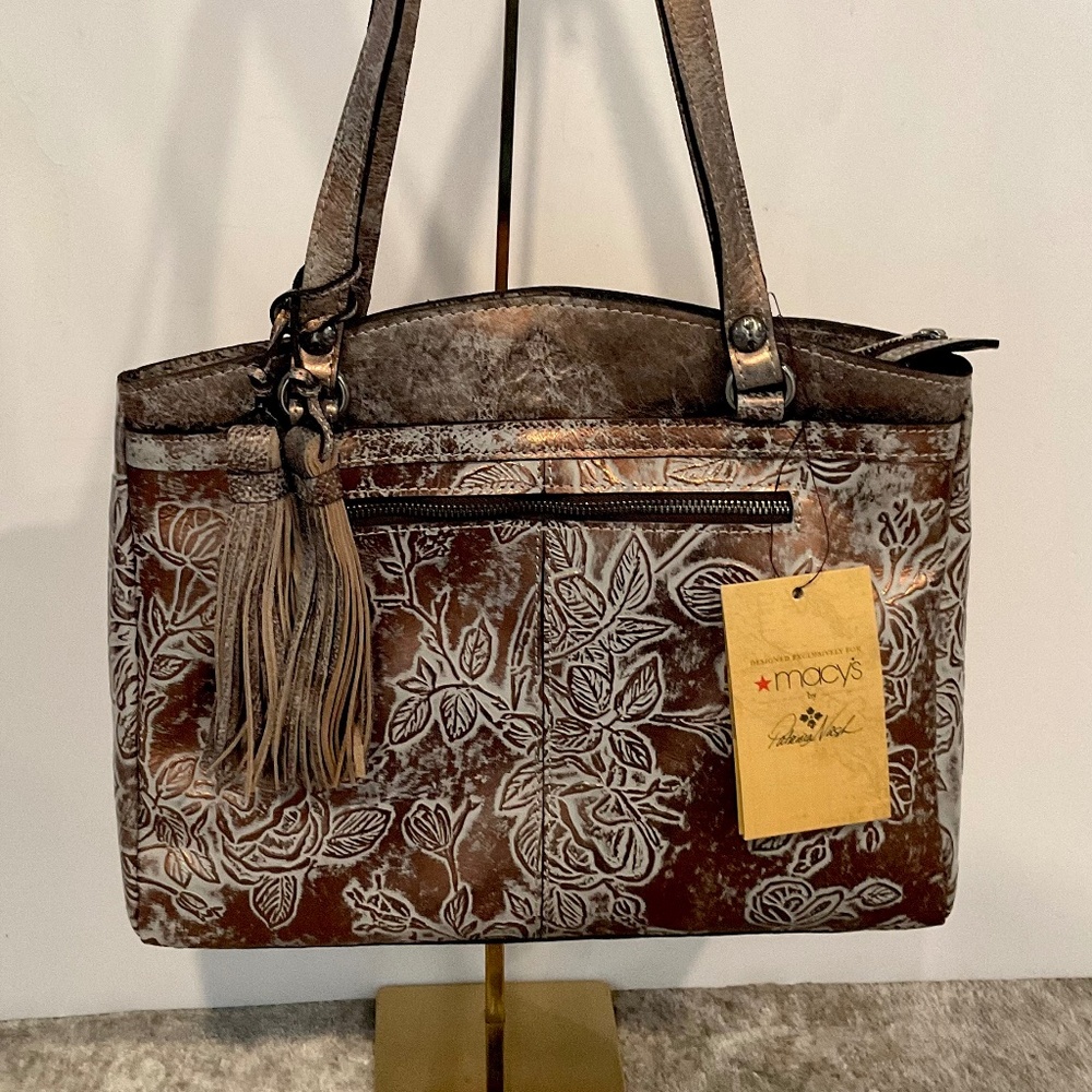 PATRICIA NASH Bark Leaves Shoulder Bag Bronze Gray - Picture 3 of 16